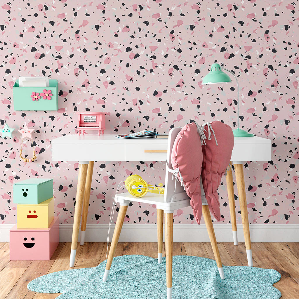 Papel de Parede Non Woven Terrazzo Rosa