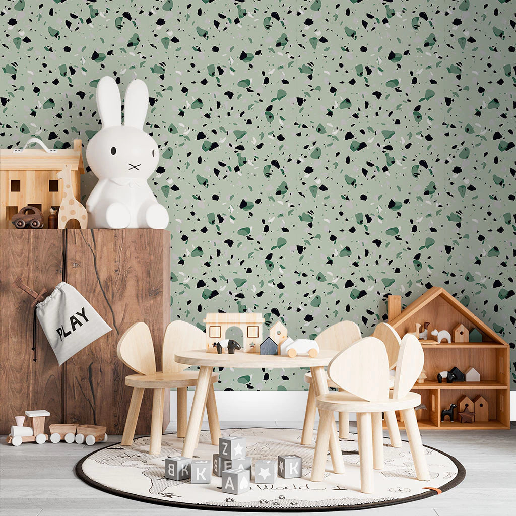 Papel de Parede Non Woven Terrazzo Verde