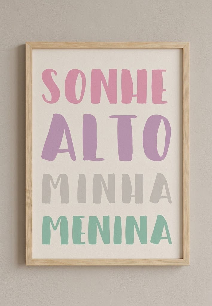 Quadro Infantil Sonhe Alto Minha Menina Aquarela