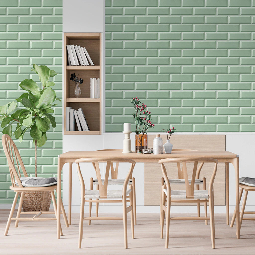 Papel de Parede Non Woven Tijolinho 3D Verde