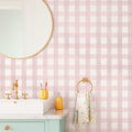 Papel de Parede Non Woven Xadrez Cimento Queimado Rosa