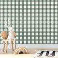 Papel de Parede Non Woven Xadrez Cimento Queimado Verde Escuro