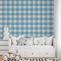 Papel de Parede Non Woven Xadrez Estonado Soft Azul Escuro
