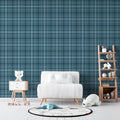 Papel de Parede Non Woven Xadrez Jeans Azul
