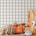 Papel de Parede Non Woven Xadrez Linho Cinza