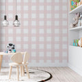 Papel de Parede Non Woven Xadrez Linho Rosa