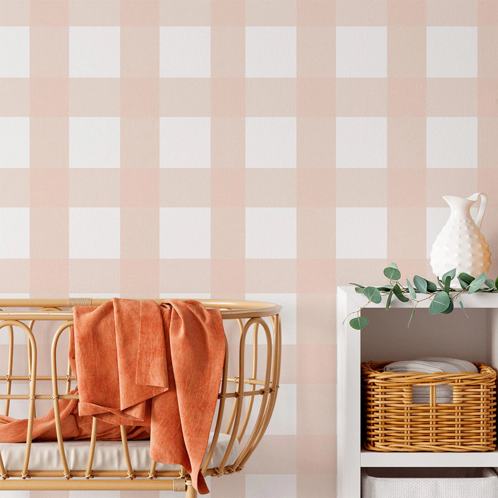 Papel de Parede Non Woven Xadrez Linho Rose