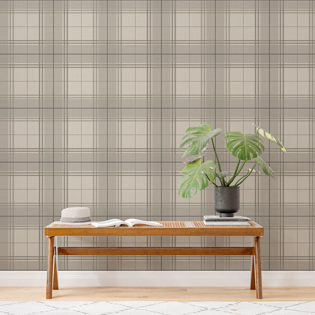 Papel de Parede Non Woven Xadrez Wales Camurça